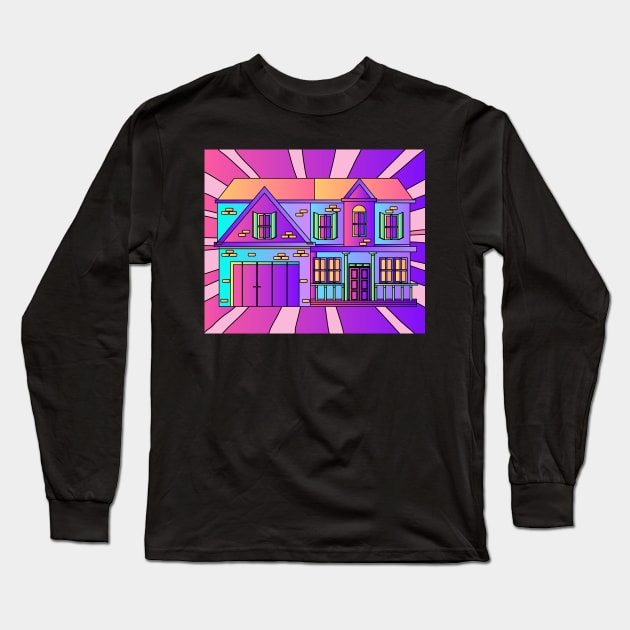 Illustration Dream House Villa Color Effects Long Sleeve T-Shirt by flofin